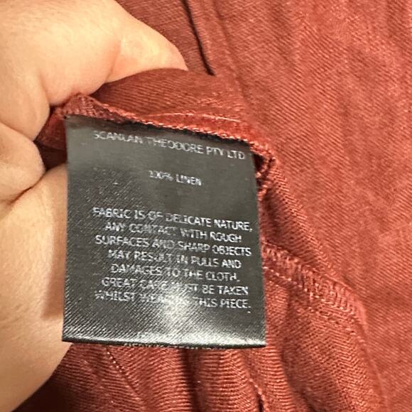 SCANLAN THEODORE Linen Romper Playsuit Rusted Brown Sz 6 {J46} - Picture 4 of 5